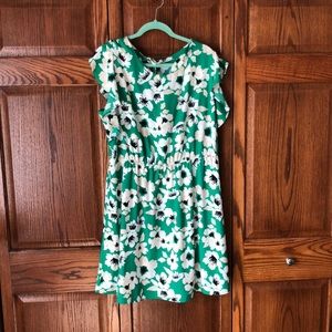 Green and white floral dress
